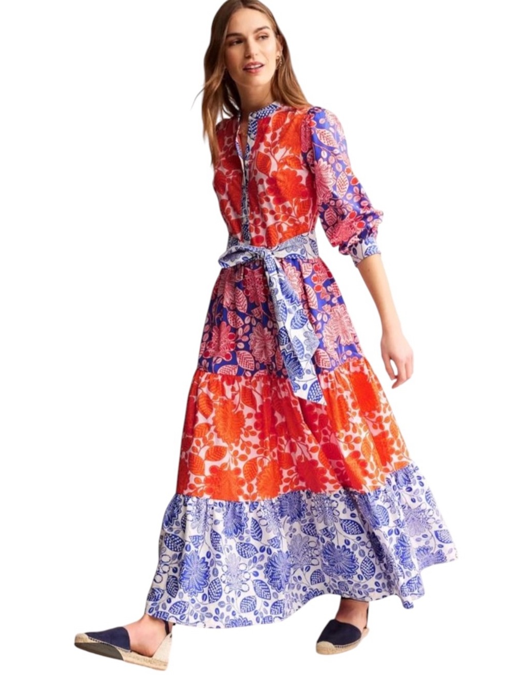 Sanctuary Cotton Tiered Floral Maxi Dress Size XL